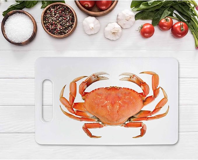 Crab Cutting Board with Handles Red Cooked Whole Land Crab Cutting Boards Plastic Safe Chopping Board for Kitchen 16" x 10" x 0.24"