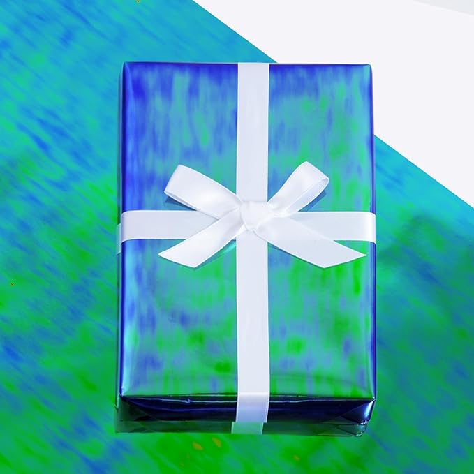 LeZakaa Holographic Wrapping Paper Roll, Bluish Green Design for Birthday, Christmas, Valentine's, Mother's Day, Holiday, Large Roll, 30 inches x 32.8 Feet (92.9 sq.ft.)