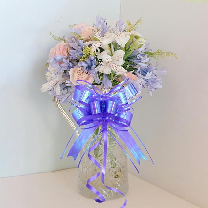 Iridescent Purple Gift Bows β Decorative Pull Ribbon Bows for Gift Wrapping, Halloween, Weddings, Birthday Parties, Crafts & Packaging β 6 inches, 10 PCS