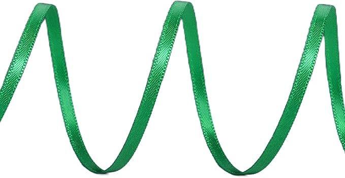 YAMA Green Double Faced Satin Ribbon 1/8 Inch 100 Yards Ribbon for Gift Wrapping Crafts Hair Bows Wedding Party Decoration