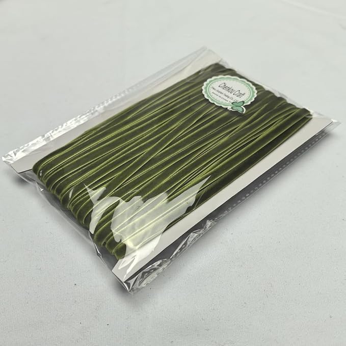 Chenkou Craft 25 Yards 1/4" Velvet Ribbon Lots Bulk (Olive, 1/4"(6mm))