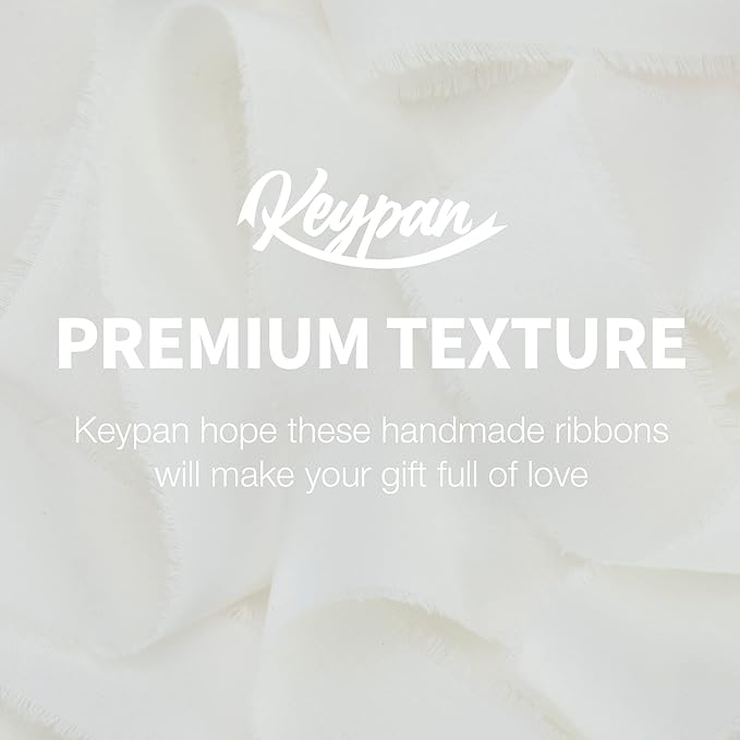 Keypan White Ribbon 1-1/2 x 15 Yards Handmade Cotton Frayed Fringe Fabric Ribbons for Crafts Flower Bouquets Wedding Baby Shower Home DIY Decor