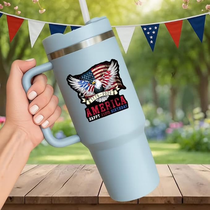 HANDICHI Design 5-Pack 5 Inch America 250th Birthday Stickers (1776β2026), Waterproof Patriotic Eagle & Flag Vinyl Decals