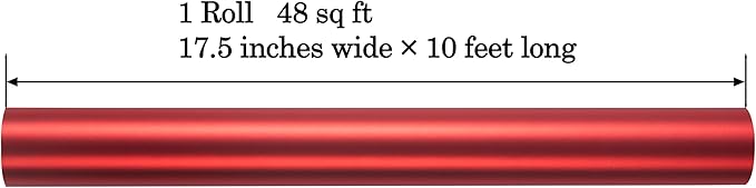 ZINTBIAL Metallic Red Wrapping Paper Roll with Cut Lines - Solid Red Holiday Gift Wrap for Graduation, Christmas, Birthdays, Baby Shower, Wedding - 17.5 in x 33 ft (48 sq. ft), Easy to Cut