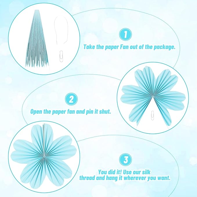 zilue Paper Fans Party Decorations Paper Flowers Decorations for Wall Classroom Floral Backdrop Baby Shower Birthday Party Flower Wall Decor Pack of 9 Pastel
