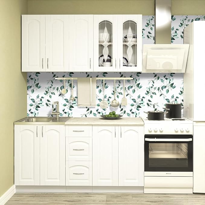 Erfoni Green Leaf Peel and Stick Wallpaper Floral Contact Paper for Bathroom 17.7inch x 197inch Eucalyptus Wallpaper Peel and Stick Vintage Flower Decorative Removable Wall Paper Vinyl Roll