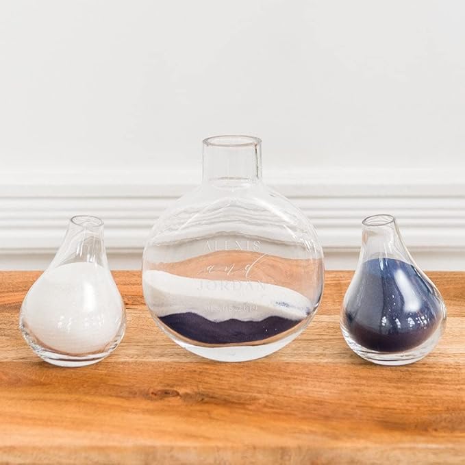Weddingstar Custom Modern Wedding Sand Ceremony Vase Set - Modern Couple Etching