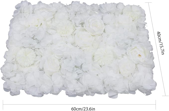 Gdrasuya10 6pcs Realistic Flower Wall Background Artificial Flowers Wall Backdrop Panel 3D Silk Rose Fake Flower Wall Panel Banquet Wedding Party Decor, Photography Background 60 x 40 cm
