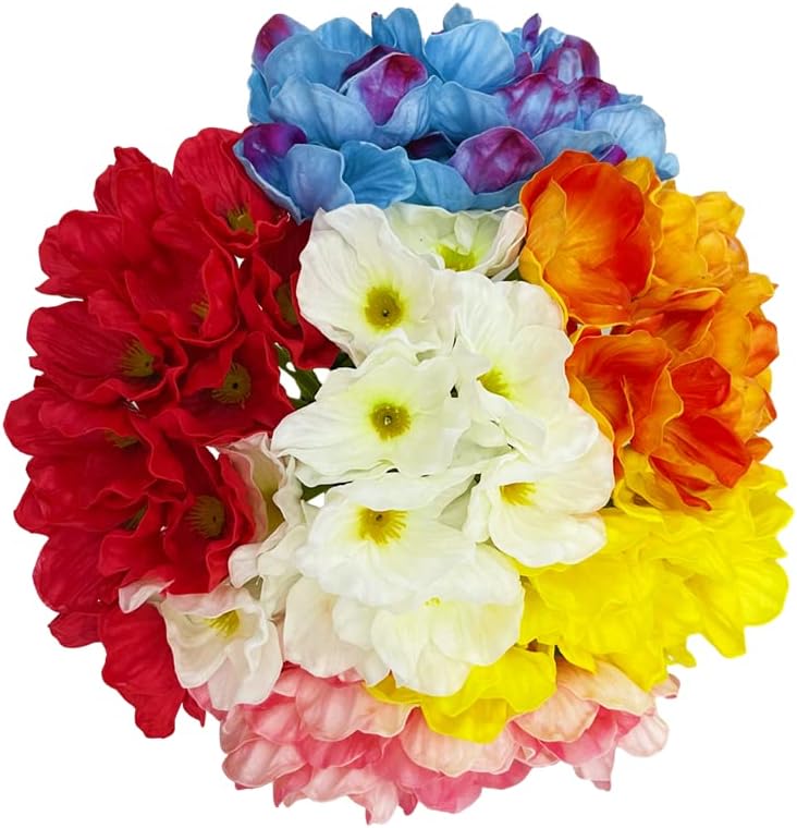 10 PCS High Quaulity Fresh Artificial Mini Real Touch PU/ latex Corn Poppies Decorative Silk fake artificial poppy flowers for Wedding holiday Bridal Bouquet Home Party Decor bridesmaid (Pink)