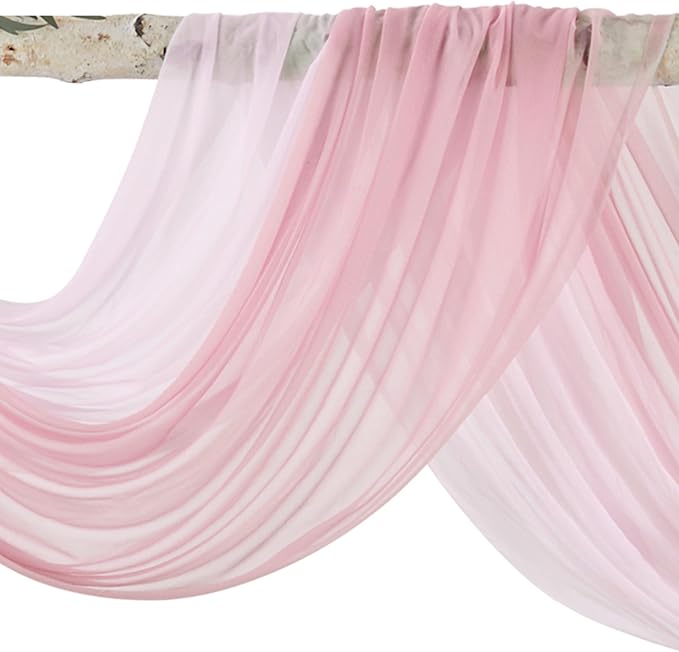 Wedding Arch Flowers with Drapes Kit (Pack of 4) - 2pcs Artificial Lilac Deluxe Swag with 2pcs Sheer Drapes for Wedding Ceremony Backdrop Rose Floral Decoration Arbor Reception