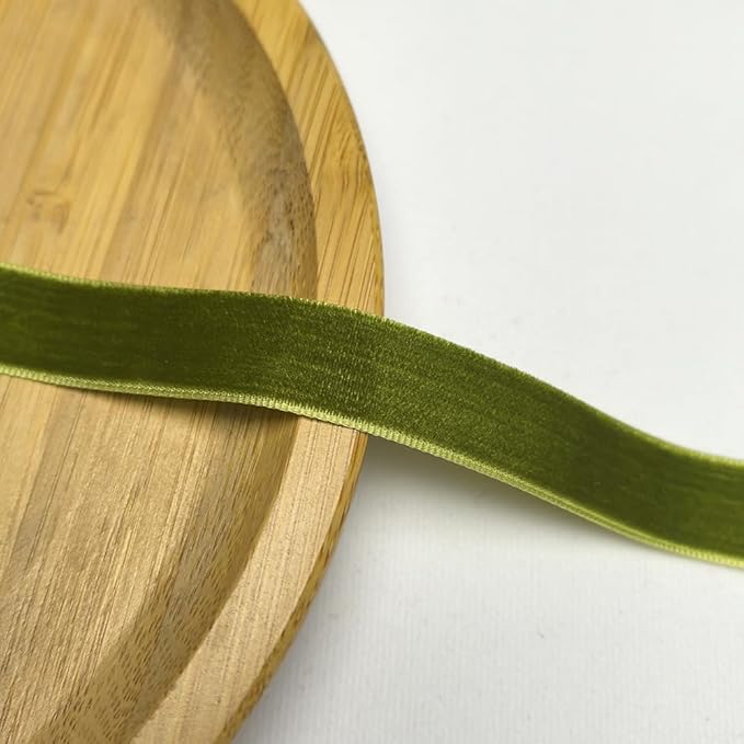 Chenkou Craft 25 Yards 5/8" Velvet Ribbon Lots Bulk (Olive, 5/8"(15mm))