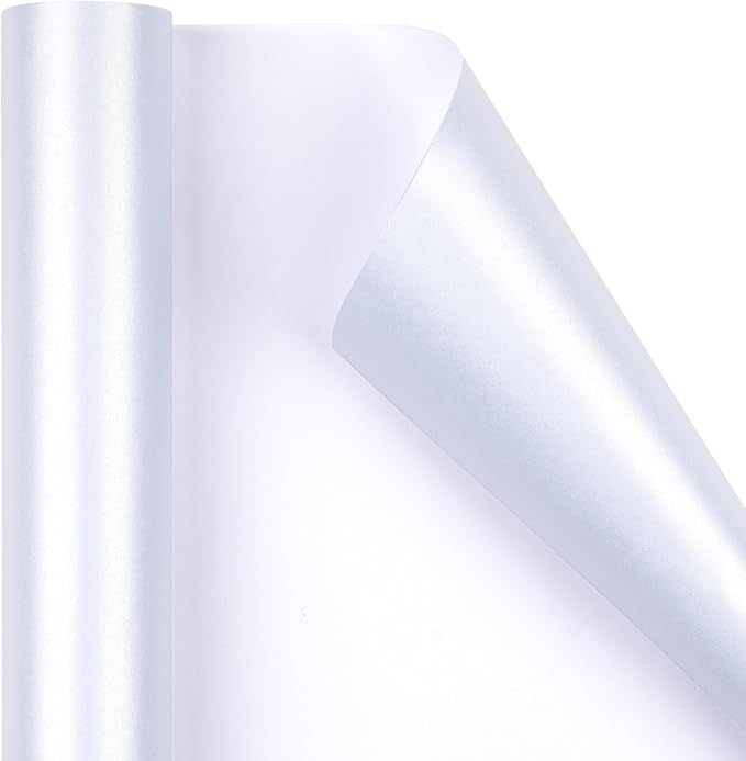 RUSPEPA Pearl White Matte Wrapping Paper-81.5 Sq Ft-Solid Color Pearly-lustre Paper Perfect for Wedding, Birthday, Christmas, Baby Shower -30Inch X 32.8Feet