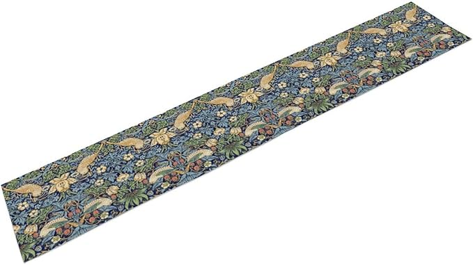 William Morris Floral Table Runner, Vintage Flowers Botanical Printed Table Runner for Home Kitchen Dining Table Decoration,13x70 Inch Strawberry Thief