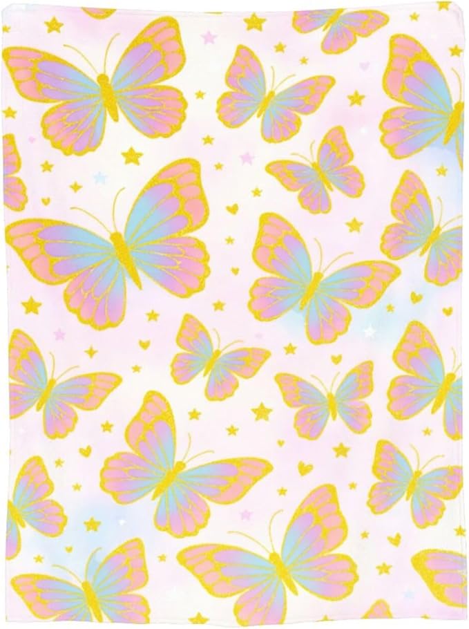 Butterfly Blanket for Women Butterflies Throw Blanket Soft Cozy Fleece Fuzzy Stuffed Plush Flannel Animal Gifts for Girls Kids Adults 60"X80"
