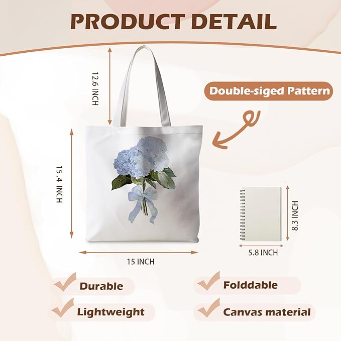 Floral Tote Bag, Floral Bag for Women, Reusable Grocery Bags Shopping Bags