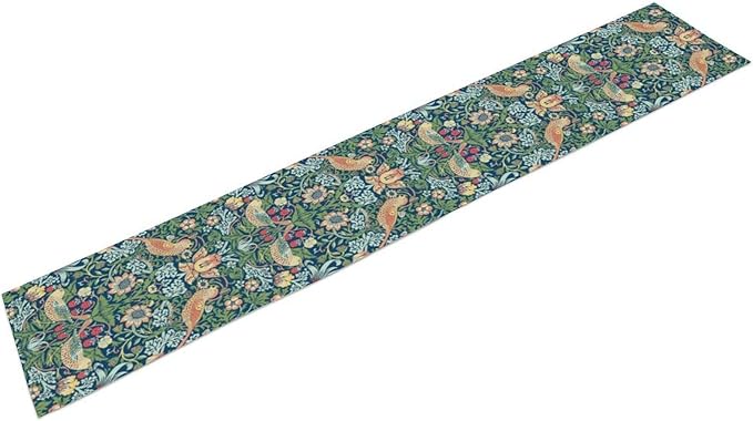 William Morris Floral Table Runner, Vintage Green Flowers Botanical Printed Table Runner for Home Kitchen Dining Table Decoration,13x108 Inch