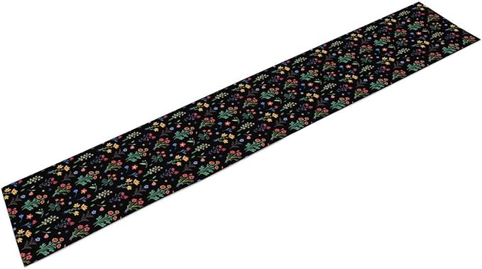Retro Floral Table Runner, Colorful Bohemian Wildflower Flowers Blooms Vintage Table Runner for Kitchen Dining Party Home Decor, 13x36 Inch