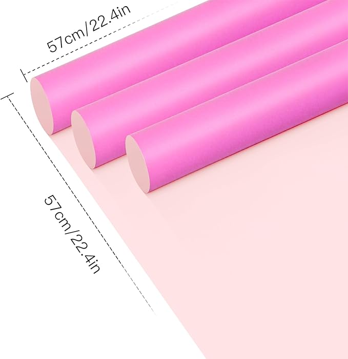 LeZakaa 20 Sheets Flower Wrapping Paper, Waterproof Reversible Floral Bouquet Paper, Hot Pink Light Pink Design for Valentines, Mothers Day, Party, Birthday, Wedding, Bridal Shower, Baby Shower