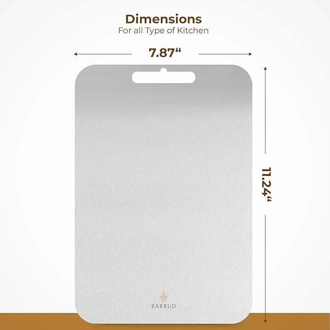 Premium Stainless Steel Cutting Board - Durable Non-Slip Metal for Kitchen - Portable Non-Porous Surface, Ideal for Modern Kitchens - Stainless Steel 304