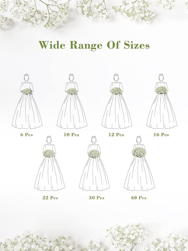 Yastouay 60Pcs Babys Breath Artificial Flowers, Fake White Babys Breath Flowers Artificial Bulk, Real Touch Faux Babies Breath Gypsophila Bouquet for Wedding Floral Arrangement Party Decor