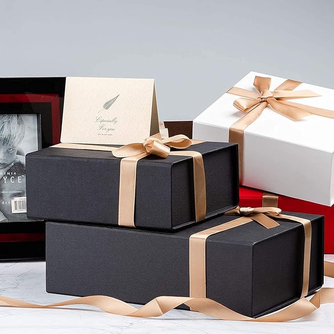 LIFELUM Green Gift Box 14"x8.5"x4.5" Christmas Gift Boxes with Lids for Presents for Anniversary Wedding Proposal Birthday Gift boxes with Shredded Filler Card Ribbon