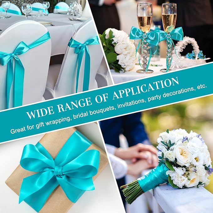 1-1/2 Inches 50 Yards Peacock Blue Satin Ribbon, Solid Fabric Ribbon Roll for Flower Bouquets, Gift Wrapping, Wedding, Handmade Crafts