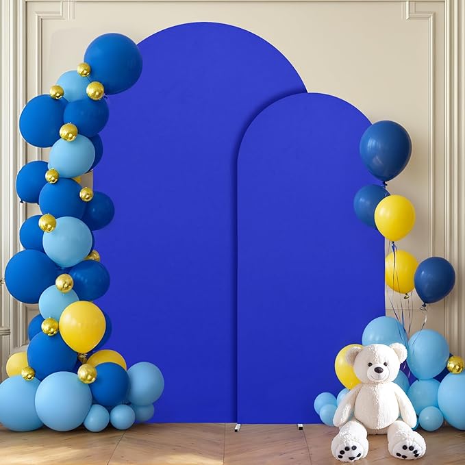 Royal Blue Arch Backdrop Covers - 7.2FT, 6FT Spandex Fitted Wedding Arch Stand Covers Round Top Chiara Stretchy Arch Backdrop Cover for Wedding Birthday Party Decoration