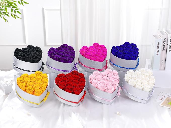 Flowers for Delivery-16 Black Forever Real Roses in a Box, Preserved Rose Gifts for Her, Birthday Anniversary Mothers Day Valentines Day Flower Gifts for Women, Mom, Get Well, Sympathy