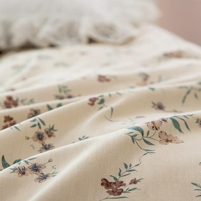 Floral Full Comforter Set 3 Pieces Soft Chic Garden Style Floral Print Lightweight Vintage Botanical Flowers Comforter Set for All Seasons 1 Comforter and 2 Pillowcases