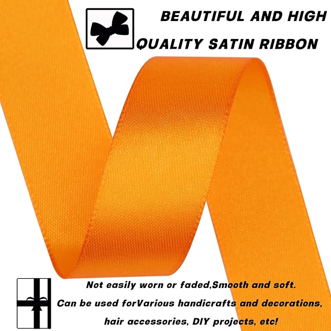 7/8 Inch 30 Yards Orange Satin Craft Ribbon-Single Face Polyester Ribbon for Handmade Roses,Gift Wrapping,Timeless Flower,Bouquets,Wedding and Party Decoration