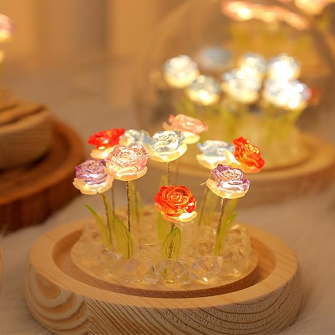 Light Up Rose in A Glass Dome with Gift Box - Valentines Day Gifts for Her, Birthday Gifts for Women, Rose Flower Lamp Night Light for Bedroom Decor, Girlfriend Wife Mothers Day Gift, Battery-Powered