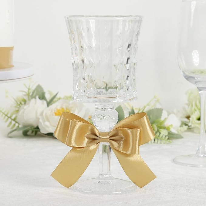 Champagne Gold Ribbon 1 Inch 60 Yards, Gold Satin Ribbon for Flower Bouquet, Graduation Lei, Crafts, Gift Wrapping, Baby Shower, Christmas and Wedding