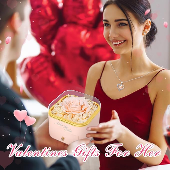Beferr Preserved Rose with Necklace for Mom Birthday Gifts Eternal Roses Fresh Flowers for Delivery Prime Christmas Day Gifts for Her Mother Grandma Wife Sister Daughter Girl Friends