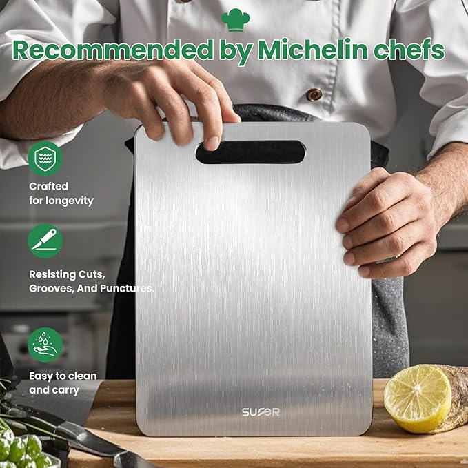 100% Titanium Cutting Board for Kitchen - Dishwasher Safe Chopping Boards with Handle, Reversible Charcuterie Board for Home Counter Outdoor Camping Housewarming Gifts for Women (13 x 9)