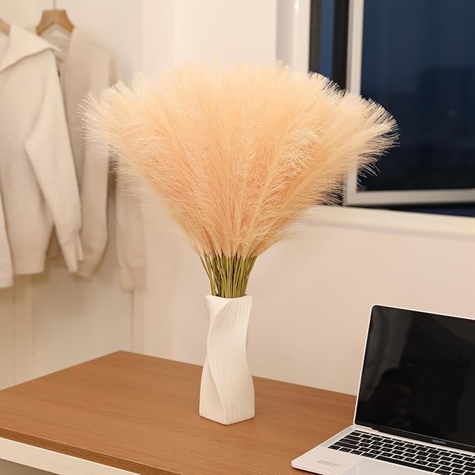 Faux Champagne Pampas Grass - 30pcs 24 Inch Boho Home Decor, Artificial pompas Floral for Table Centerpieces, Farmhouse and Baby Shower Decorations (Champagne, 30 Pieces)