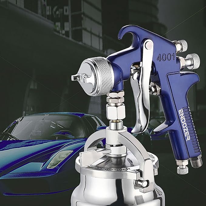 ENDOZER Professional Siphon Feed Spray Gun for Paint, Red Handle, 34 oz -1.8mm Nozzle for a Variety of Low Viscosity Paints(Blue)