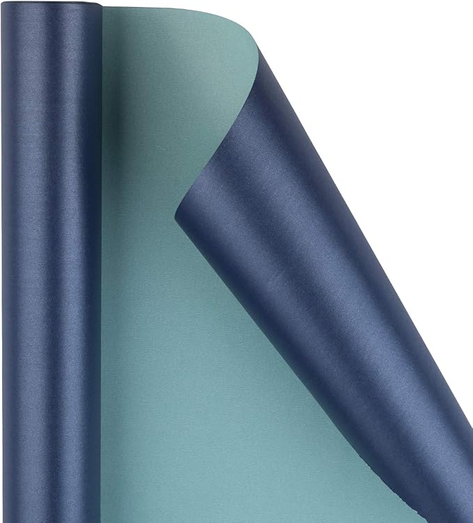 RUSPEPA Navy Gift Wrapping Paper for Men Boys, Jumbo Roll, Navy Blue Solid Color Pearly Shiny Silk Gift Paper for Father's Day, Wedding, Birthday, Christmas, Baby Shower, 30 inches x 32.8 feet