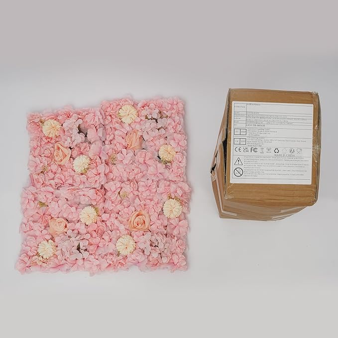 16Pcs Artificial Flower Wall Panel 3D Floral Backdrop Walls13.7 X 13.7" Light Pink Flower Wall Decor Panel Flower Backdrop for Party Home Background Decor