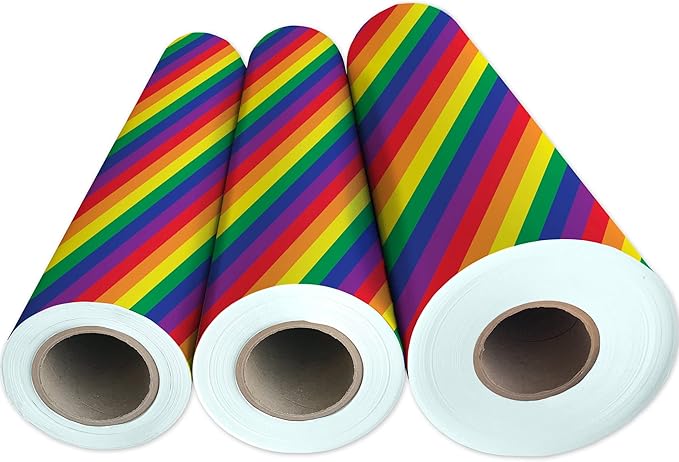 Jillson Roberts Bulk Gift Wrap, Everyday Gift Wrapping Supplies, Rainbow Stripe, 1/2 Ream 417 feet x 30 inches