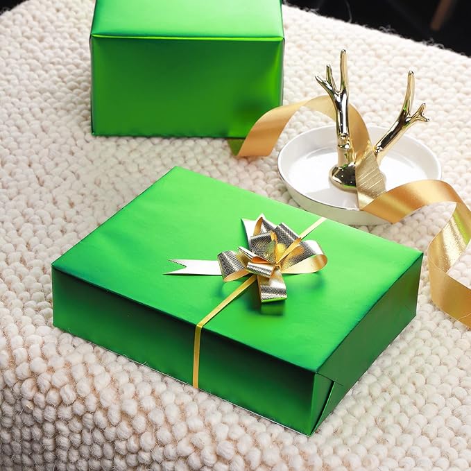 RUSPEPA Wrapping Paper Roll - 81.5 Sq Ft Emerald Green Solid Color Gift Wrap Jumbo Roll for Wedding, Birthday, Shower, Congrats, Holiday, Easter Gifts, DIY Bouquet - 30 Inch X 32.8 Feet, Light Green