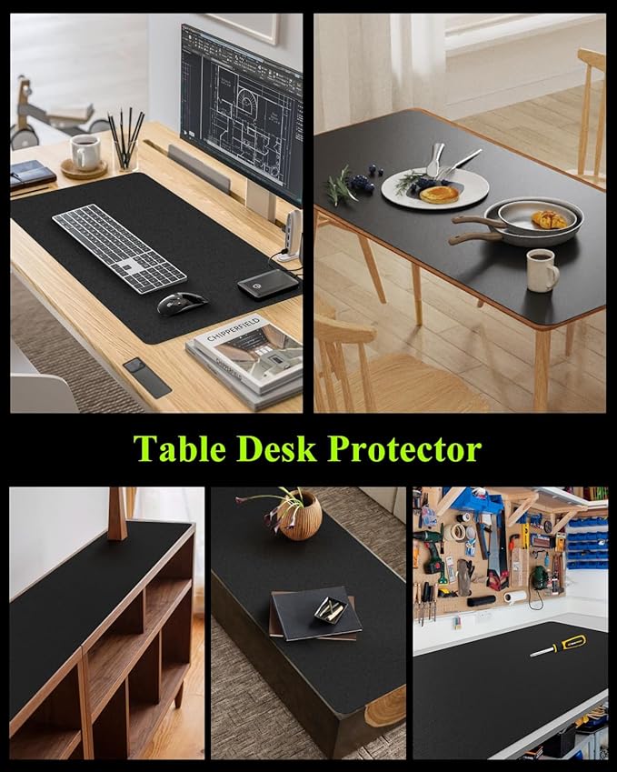 Black Plastic Table Cover Protector, 36" x 54" Waterproof Easy Flat PVC Desk Pad Mat, 1.5mm Thick Rectangle Vinyl Table Top Protector for Dining Room Table, Office, Dresser