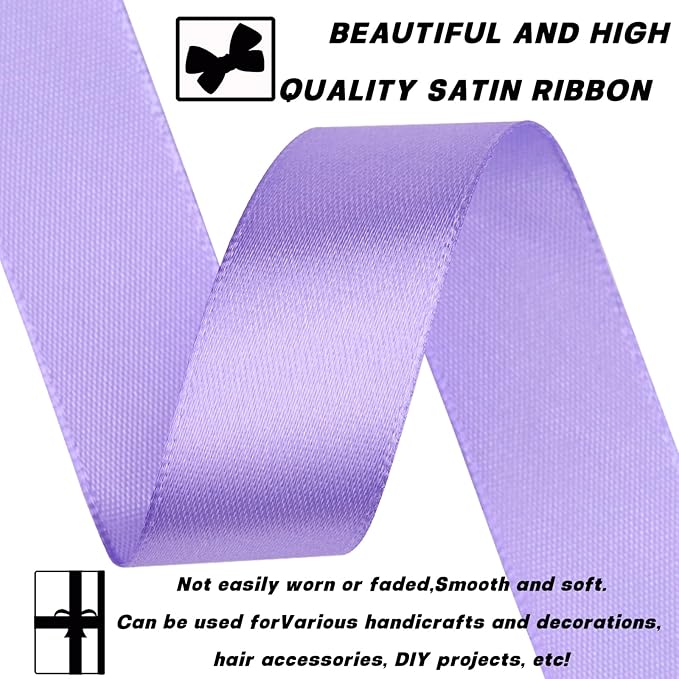 7/8 Inch 60 Yards Light Purple Satin Craft Ribbon-Single Face Polyester Ribbon for Handmade Roses,Gift Wrapping,Timeless Flower,Bouquets,Wedding and Party Decoration