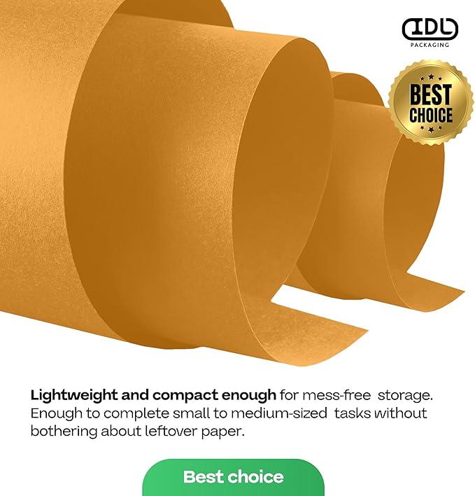 Orange Kraft Paper Roll 12" x 1200" (100 feet) with Cutter - USA-Made Wrapping Paper for Packing, Moving, Shipping & Crafts/Arts - 100% Recyclable Natural Craft Material by IDL Packaging
