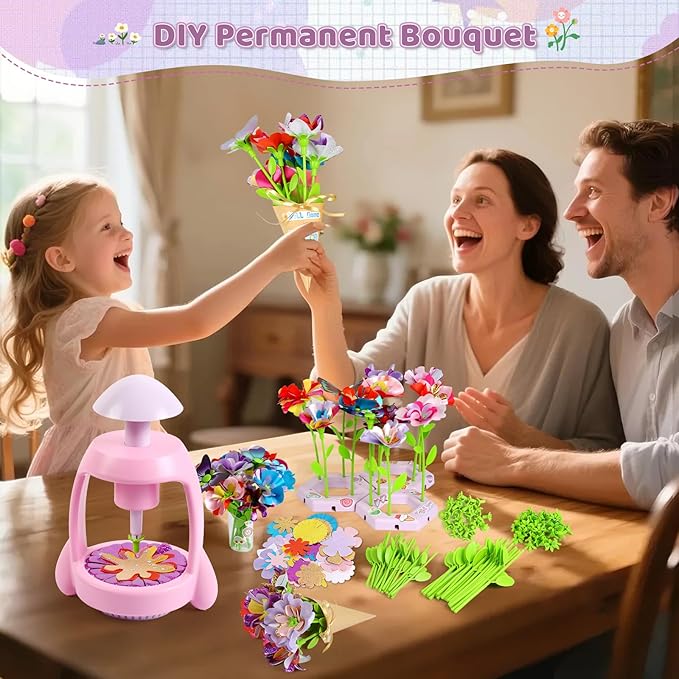 Bsgifts Fabric Flower Making Toys, DIY Flower Press Kits for Kids Ages 3-12, Creative Educational Activity Arts & Crafts Toys, Ideal Christmas Birthday Gifts for Girls