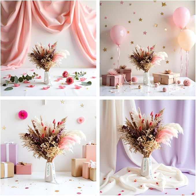 Warm Sunset Dried Flower Bouquet (No Vase) | 17'' Mini Floral Arrangement with Pampas, Baby's Breath, Eucalyptus & More Natural Dried Flowers β Home Wedding Decor Centerpiece