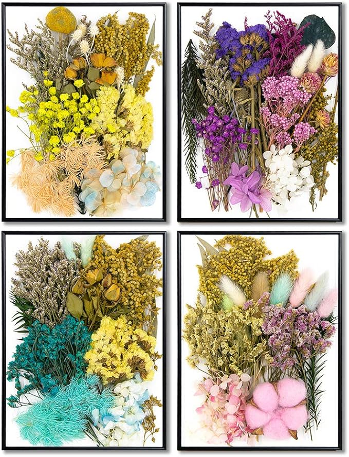 Vignee Real Dried Pressed Leaf Flowers-Multiple Colorful Pressed Flowers Daisies for Craft Resin Jewelry Making Art Craft DIY and Soap Candle Scrapbooking DIY Resin(Yellow)