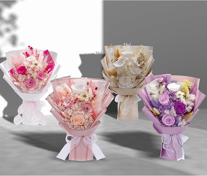 Fall Flowers Gifts for Mom, Flower for Delivery, Preserved Roses Bouquets, Birthday Gifts for Women, Mothers Day Flowers for Wife (Orange)