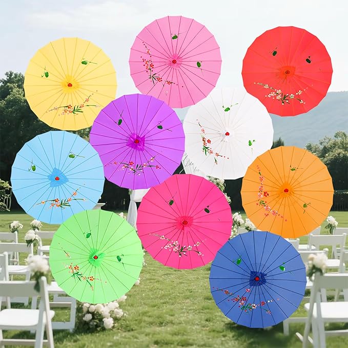 33" Orange Flower Silk Cloth Decoration Handmade Parasol Umbrella Chinese Japanese Asian DIY Art Dance Classical Umbrella for Wedding Parties Photography Costumes Cosplay (Orange)