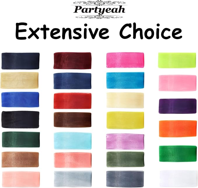 1-1/2 Inch x 50 Yards Sheer Organza Ribbon Chiffon Ribbon for Gift Wedding Flower Bouquet Wrapping Decorations Crafts (Gold)