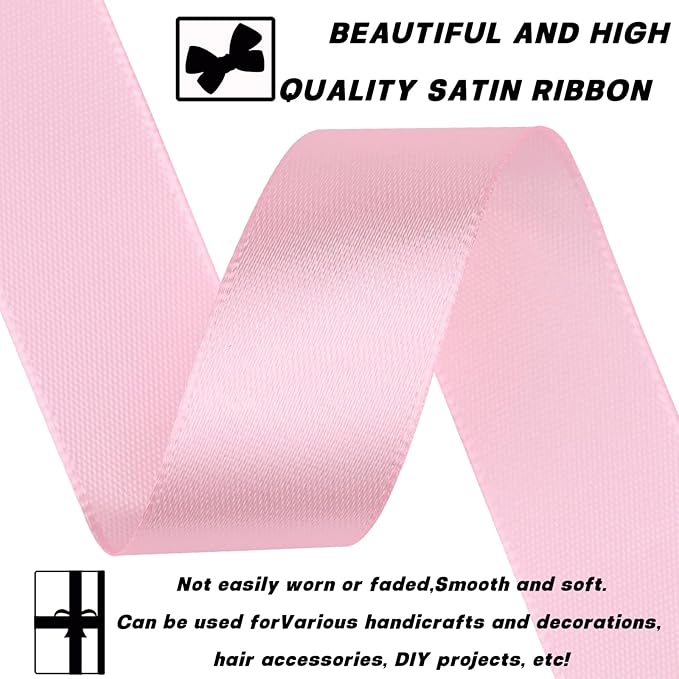7/8 Inch 60 Yards Light Pink Satin Craft Ribbon-Single Face Polyester Ribbon for Handmade Roses,Gift Wrapping,Timeless Flower,Bouquets,Wedding and Party Decoration
